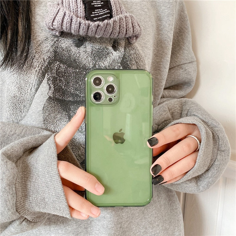 Retro kawaii jelly green Transparent Japanese Phone Case For iPhone