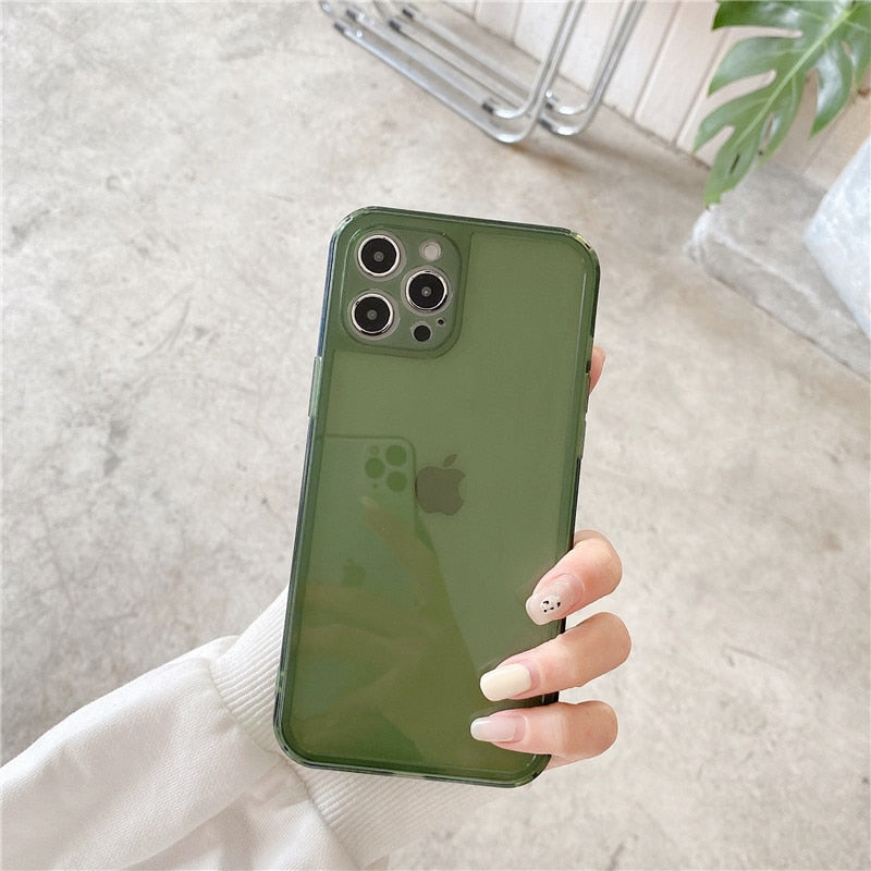 Retro kawaii jelly green Transparent Japanese Phone Case For iPhone